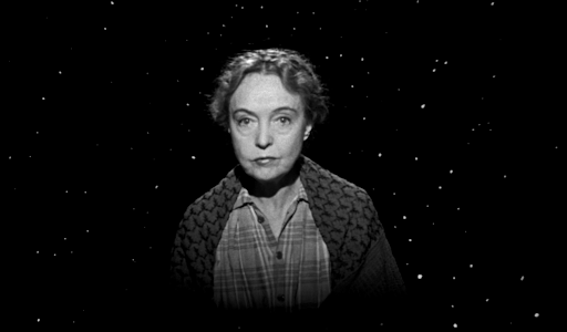 Lillian Gish as Rachel, delivering exposition from the sky