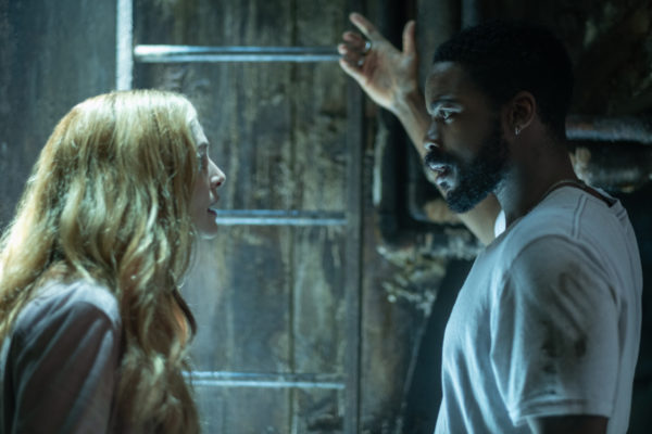 Heather Graham as Rita Blakemoor and Jovan Adepo as Larry Underwood in the sewers