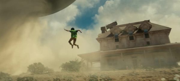 Keke Palmer as Emerald, being lifted into the sky above her house