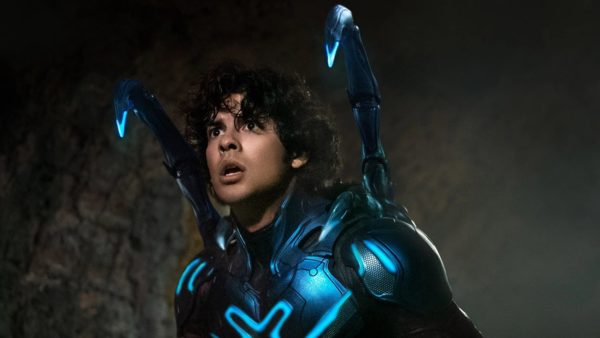 Xolo Maridueña in the Blue Beetle suit