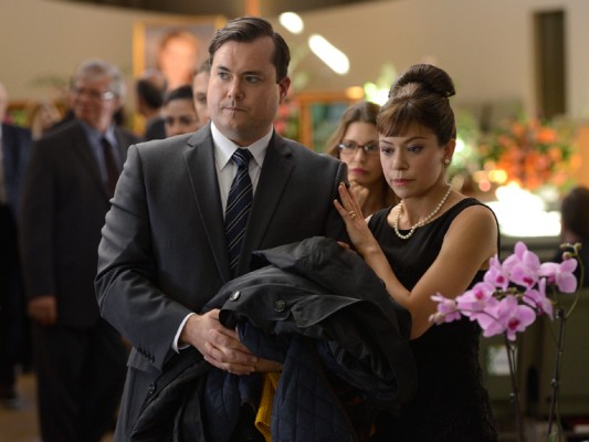 Alison (Tatiana Maslany) learns that Donnie (Kristian Bruun) is her monitor in Orphan Black 2x02