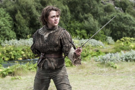 The education of Arya (Maisie Williams) continues in 'First Of His Name'